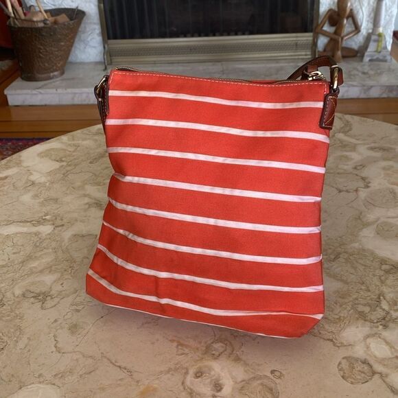 Dooney & Bourke Leather & Striped Canvas Shoulder Bag - Picture 4 of 16